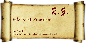 Rövid Zebulon névjegykártya